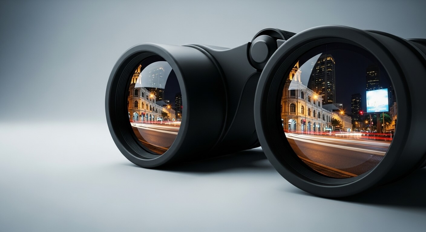 Binocular vision for outdoor advertising
